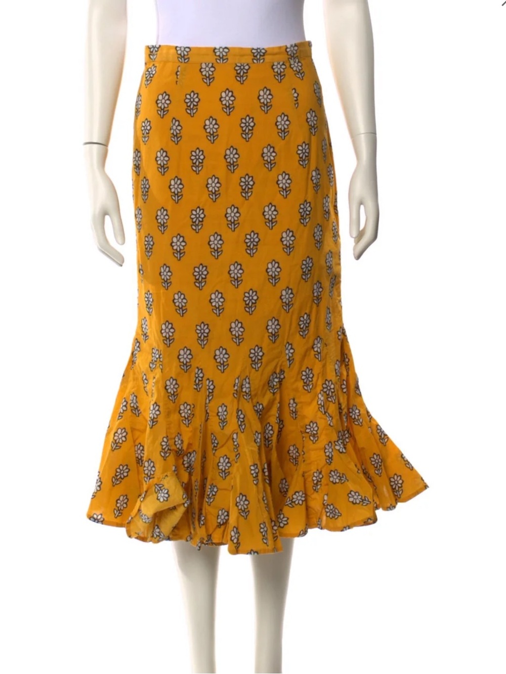 RHODE Floral Print Midi Skirt